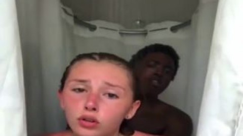 blonde gets dicked down in shower