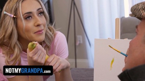 NotMyGrandpa - Sweet Babe Get Naked With Her StepGrandpa And Feel Each Other Body For Art Lesson
