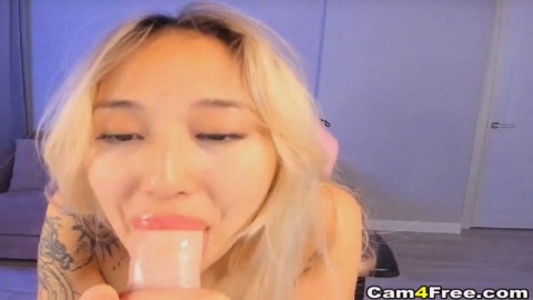 Sexy Solo Blonde Extremely Sucking Her Dildo