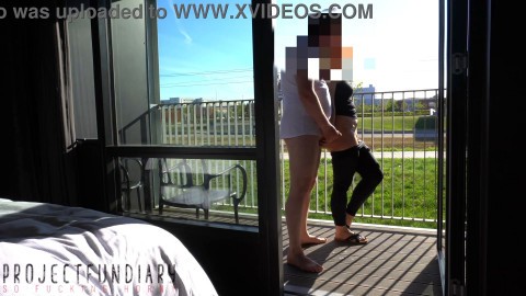 risky public balcony sex with people watching and outdoor cumshot - projectfundiary