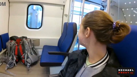 Real Public Blowjob in the Train | POV Oral CreamPie by MihaNika69 and MichaelFrost