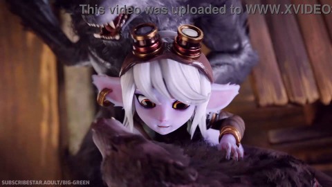 Tristana stretched by monster cocks