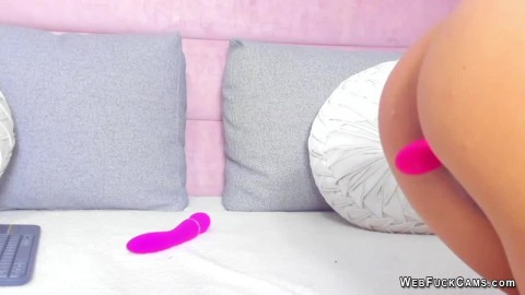 Colombian beauty in stockings toying on webcam solo