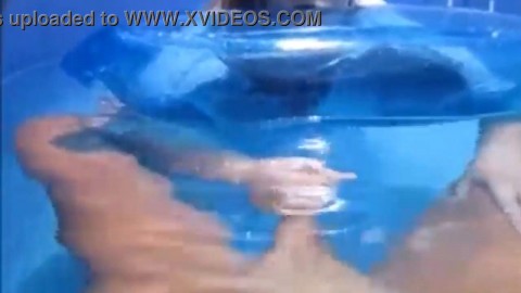 Wife Giving Handjob In Pool Making Guy Cum Underwater