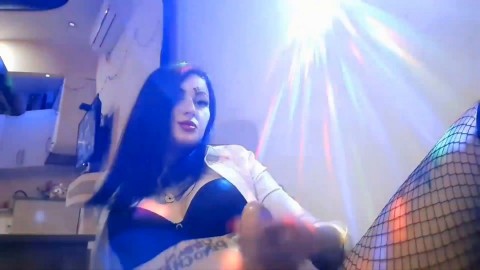Dominatrix Nika seduces you with her natural tits in a black bra. Jerk off instruction.