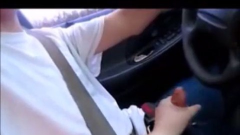Wife Teaches Teen To Drive While Playing with his Dick & Make Him Cum Huge