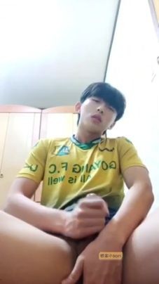 Korean Soccer Boy Masturbating with Ass Play