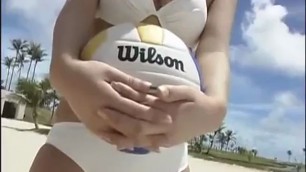 Japanese woman playing on the beach with a ball Haruka Tanabe Natural Mystic