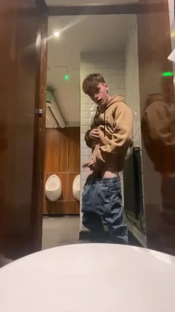 Blond Twink Gives A Quick Flash In Public Toilet