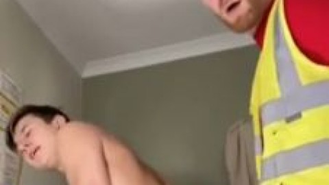 Bubble Butt Twink Filled With Cum By The Builder