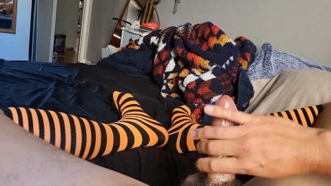 Halloween socks cumshot