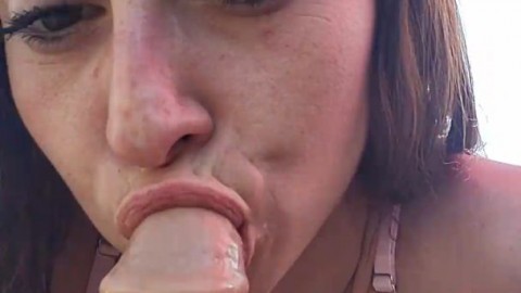 POV: Your girlfriend secretly gives you a blowjob on the beach