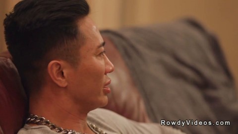 Asian gay action star anal fucks man from set