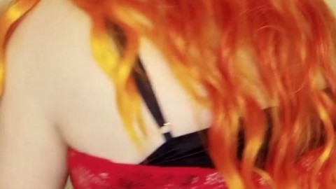 Orange hair cosplay bath