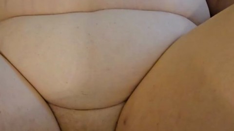 Rubbing my thick uncut DILF cock on my BBW MILF wife's shaved pussy. Comments welcome