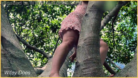 Wife climbs trees with no panties on
