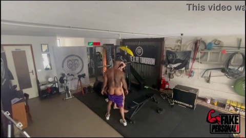 FAKE PERSONAL TRAINER has sex with a new client, while the cuckolded boyfriend waits, they start the workout but ends in a loud 