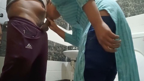 Hot young Indian step sister catching in bathroom while watching the porn video Clear Hindi audio