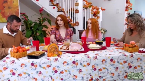 Arietta Adams and Cherry Fae invites Nate for a thanksgiving threesome
