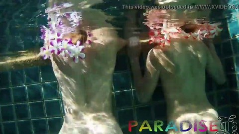 Fox twins Swimming swim naked and let boyfriend fuck them underwater