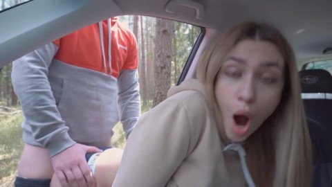 Gorgeous Hot Blonde Real Sex Into Car In Forest