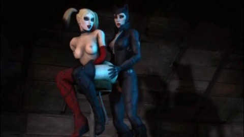 Catwoman in black clothes Fucks Harley Quinn (harley Quinn Hentai) porn