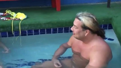 Eager MILF whores suck guys dick in the pool porn