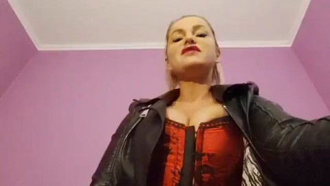Humilation by the mistress in latex pants porn