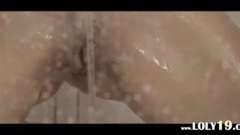 Reaching orgasm in the charming shower porn