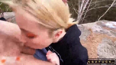 Blonde Stepsister Sucks Dick and Fucks Hard in the Forest