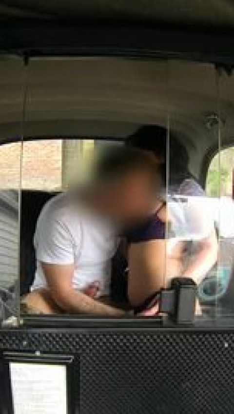 Shaved cunt amateur bangs in cab