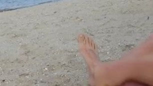 HE CUMS AT THE BEACH