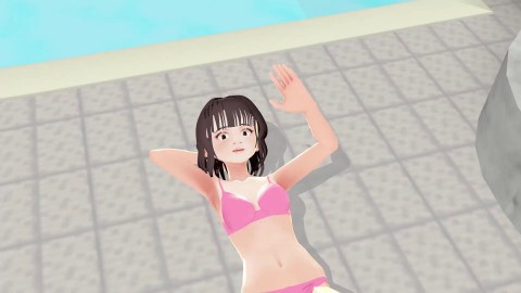 Toyota Nono Animation girl shakes her big tits with pink bikini.【hentai】