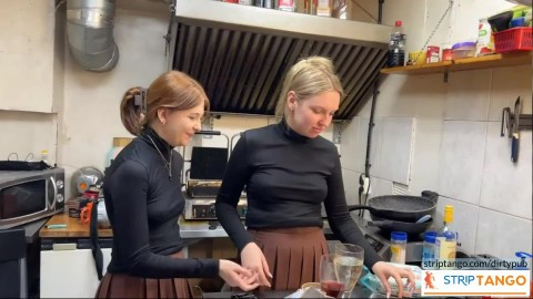 Your Support Counts: Join Us and Make Every Interaction Count! These lesbians are working in a cafe. But what they do behind clo