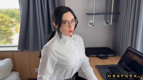 Horny Secretary Sweetie Fox Sucks Bosss Dick and Swallows His Cum ep1