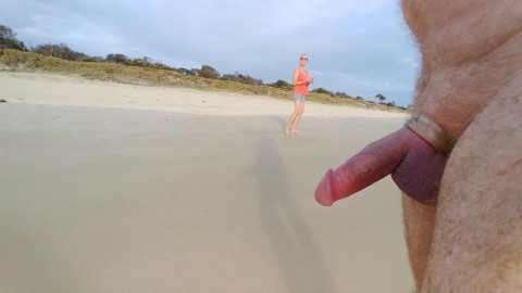 Public erection flasher exhibitionist beach chat with attractive GILF