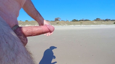 Public erection CFNM flasher on beach for mature