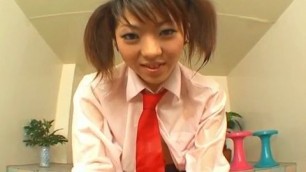 Sana in uniform has shaved crack rubbed and sucks penises