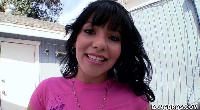 Rose Monroe in a tight jeans shorts posing in the backyard Porn Movies