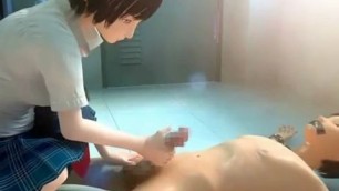 3D Japanese Schoolgirl Handjob manga animation Young 18 porn