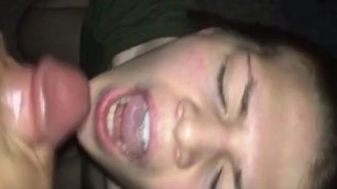 Slut takes a big facial after getting stuffed in the pussy