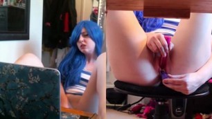 Blue Sexy Vagina Hai - Hot babe with blue hair is watching porn and masturbating in front of her  web cam perfect pussy, uploaded by crambos