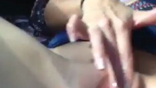 Redhead bitch squirting in the car