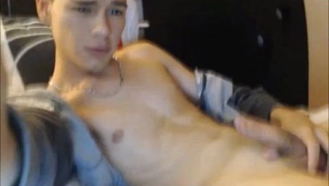 Handsome teen boy masturbating for money