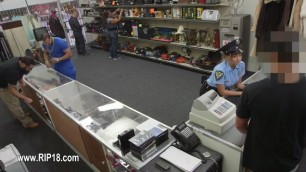 Amateur chick being banged by pawn guy 