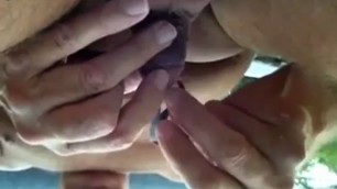 Inserting worm into my big dick