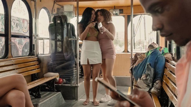 The Fucking Public Bus Threesome with Kira Perez and Ameena Greene